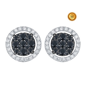 PENDIENTES CON DIAMANTES NEGROS Y BLANCOS