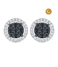 PENDIENTES CON DIAMANTES NEGROS Y BLANCOS