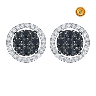PENDIENTES CON DIAMANTES NEGROS Y BLANCOS