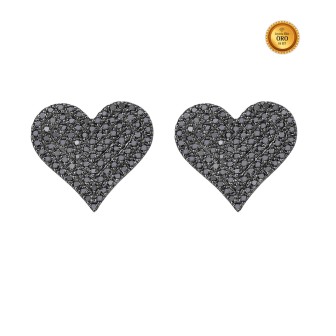 BLACK DIAMOND HEART EARRINGS