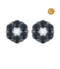 PENDIENTES FLOR CON DIAMANTES NEGROS Y BLANCOS