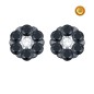 PENDIENTES FLOR CON DIAMANTES NEGROS Y BLANCOS