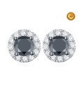 ROUND EARRINGS WITH BLACK AND WHITE DIAMONDS