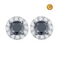 PENDIENTES REDONDO CON DIAMANTE NEGRO Y BLANCOS