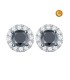 PENDIENTES REDONDO CON DIAMANTE NEGRO Y BLANCOS