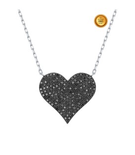 HEART PENDANT WITH BLACK DIAMONDS