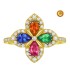 PEAR RING WITH MULTICOLORED SAPPHIRES AND RUBY AND DIAMONDS