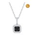 SQUARE NECKLACE WITH BLACK AND WHITE DIAMONDS