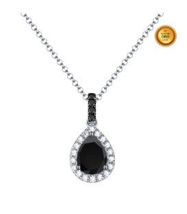 PEAR NECKLACE WITH BLACK AND WHITE DIAMONDS