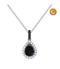 PEAR NECKLACE WITH BLACK AND WHITE DIAMONDS