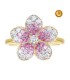FLOWER-SHAPED RING WITH DIAMONDS AND PINK SAPPHIRES