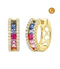 HOOP EARRINGS WITH MULTICOLORED SAPPHIRES, RUBY AND DIAMONDS
