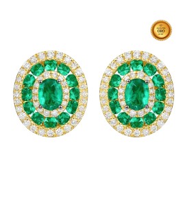 OVAL EARRINGS WITH EMERALDS AND DIAMONDS