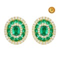 OVAL EARRINGS WITH EMERALDS AND DIAMONDS