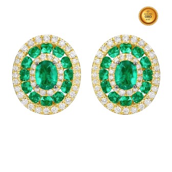 OVAL EARRINGS WITH EMERALDS AND DIAMONDS