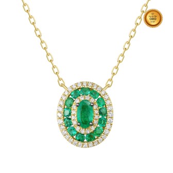OVAL NECKLACE WITH EMERALDS AND DIAMONDS