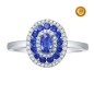 ANILLO OVALO CON ZAFIRO AZUL Y DIAMANTES