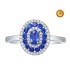 OVAL RING WITH BLUE SAPPHIRE AND DIAMONDS
