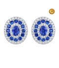 PENDIENTES OVALO CON ZAFIROS AZULES Y DIAMANTES