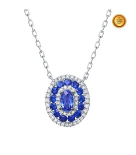 OVAL NECKLACE WITH BLUE SAPPHIRES AND DIAMONDS