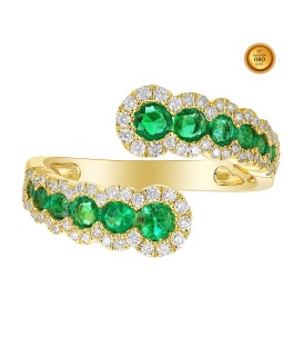 OPEN RING WITH EMERALDS AND DIAMONDS