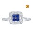 SQUARE RING WITH BLUE SAPPHIRES AND DIAMONDS