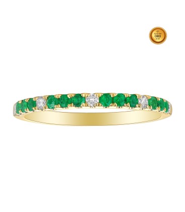 EMERALD AND DIAMOND WEDDING BAND RING