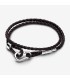 Pandora Moments Brown Braided Double Leather Bracelet