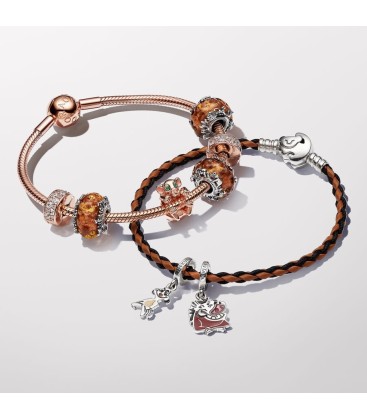 Pulsera Pandora Moments en Cuero Trenzado con Cierre El Rey León de Disney