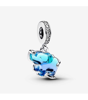 Blue Murano Glass Elephant Dangle Charm