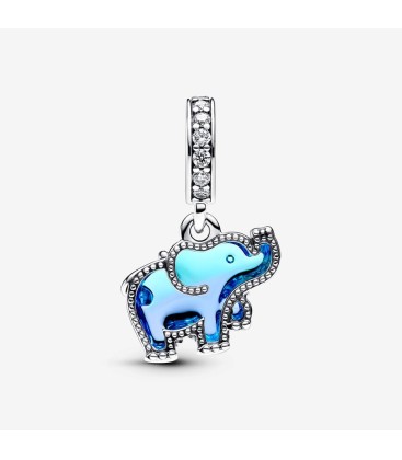 Charm Colgante de Cristal de Murano Azul Elefante