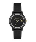 Reloj Lacoste silicona tres agujas cocodrilo unisex negro