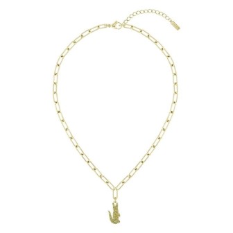 COLLAR COCODRILO LACOSTE EN ACERO DORADO AJUSTABLE