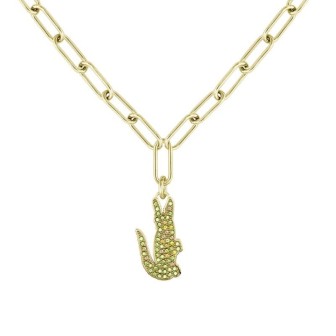 COLLAR COCODRILO LACOSTE EN ACERO DORADO AJUSTABLE