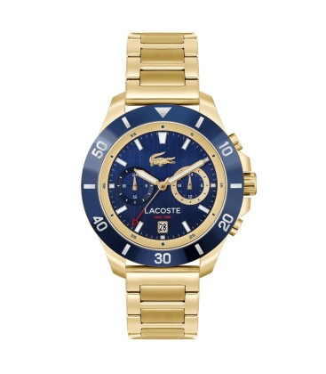 Reloj multifunción Lacoste de acero dorado con esfera azul marino