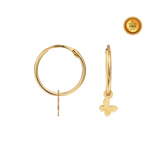 PENDIENTE DE ARO CON MARIPOSA EN ORO 18KT