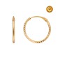 18KT GOLD CARVED TUBE HOOP EARRING