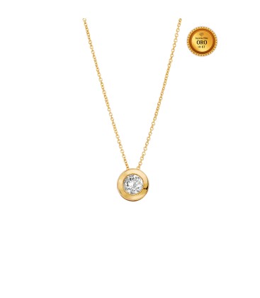 NECKLACE WITH ZIRCONIA IN CHATON MOUNTED IN 18KT GOLD