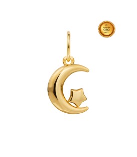 MOON WITH STAR PENDANT IN 18KT GOLD