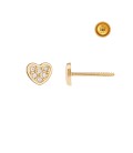 HEART SHAPED EARRINGS WITH ZIRCONIA IN 18KT GOLD WITH SCREW BACK CLOSURE