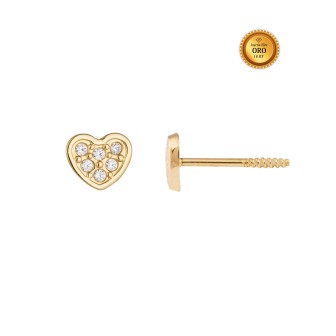 PENDIENTE FORMA CORAZON CON CIRCONITAS EN ORO 18KT CIERRE ROSCA