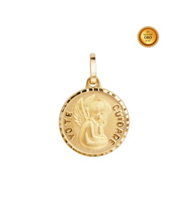 MEDALLA ANGEL DE LA GUARDA " YO TE CUIDARE" EN ORO 18KT