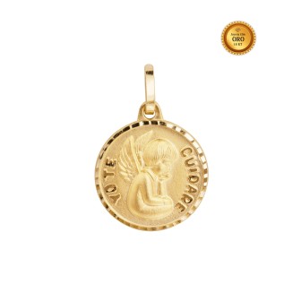 MEDALLA ANGEL DE LA GUARDA " YO TE CUIDARE" EN ORO 18KT