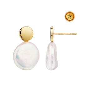 EARRING WITH PEARL IN 18KT GOLD, PRESSURE CLOSING