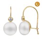 18KT GOLD EARRING PEARL AND ZIRCONIA HOOK CLASP