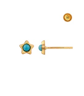 18KT GOLD TURQUOISE STAR EARRING WITH SCREW BACK CLOSURE