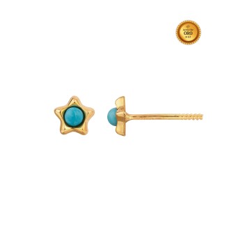 18KT GOLD TURQUOISE STAR EARRING WITH SCREW BACK CLOSURE