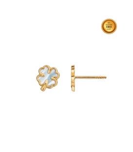 18KT GOLD NACAR TREFOIL EARRING WITH SCREW BACK CLASP