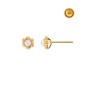 FACETED FLOWER EARRING WITH PEARL IN 18KT GOLD WITH SCREW BACK CLOSURE