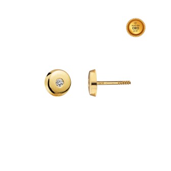 PENDIENTE  18KT ORO CIRCONITA 3MM CON BORDE ORO FACETADO ROSCA